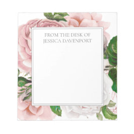 Rosa Antique-Blommigt från skrivbordet Anteckningsblock