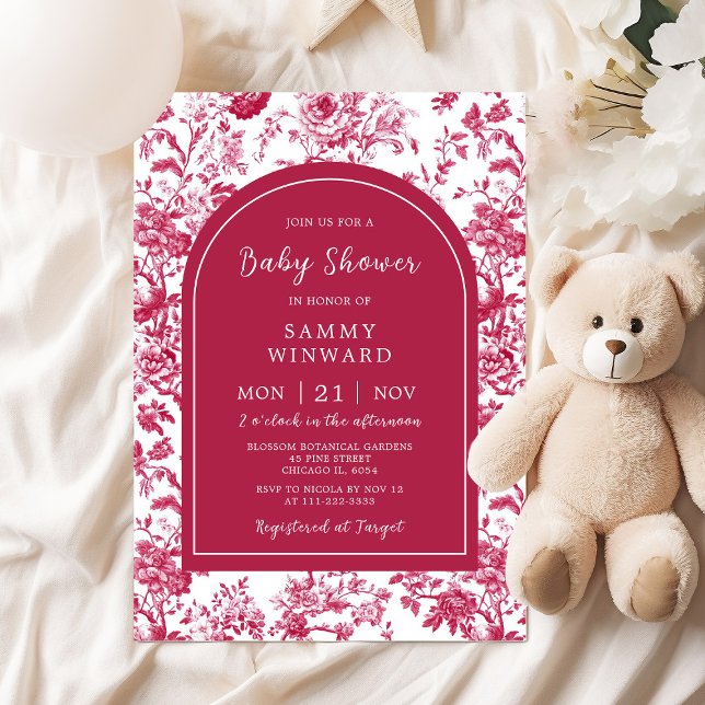 Rosa Antique Chinoiserie Baby Shower Inbjudningar (Skapare uppladdad)