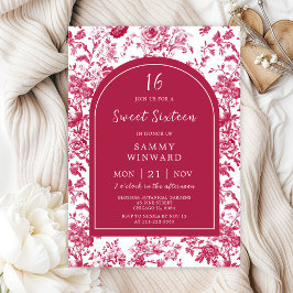 Rosa Antique Chinoiserie Sweet sixteen Inbjudningar