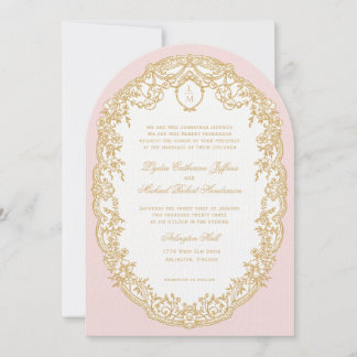 Rosa Antique Paris Monogram-inbjudan Inbjudningar