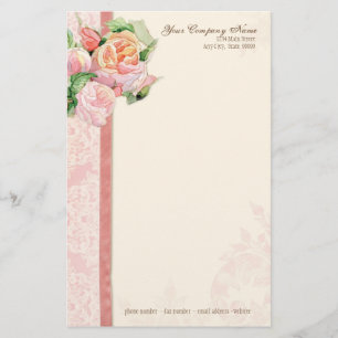 Rosa Antique Vintage Elegant Lavish Fransk Ro Brevpapper