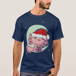 Rosa Aolotl Pet White jul Kväll Meican Salaman T Shirt