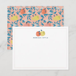 Rosa Apple Blommigt Teacher Stationery Note-kort Anteckningskort
