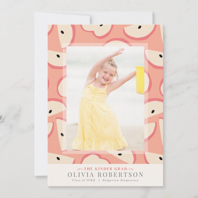 Rosa Apple Girl Photo Studenten annons Inbjudningar (Framsida)