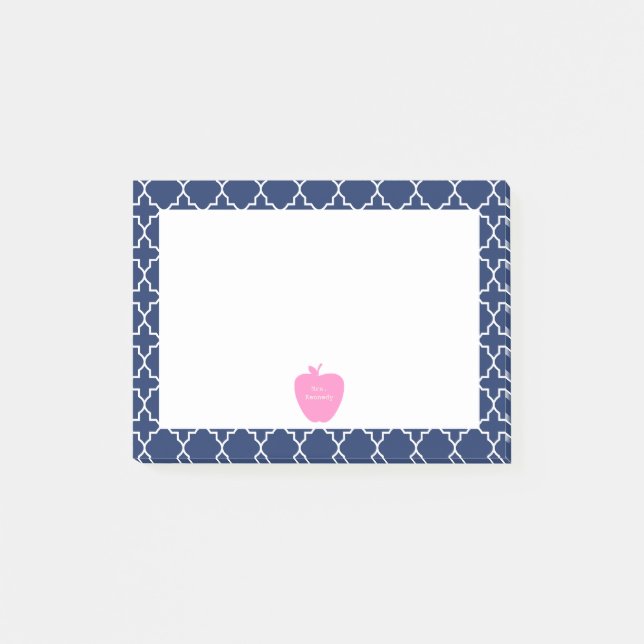 Rosa Apple Navy Quatrefolie Post-it Block (Framsida)