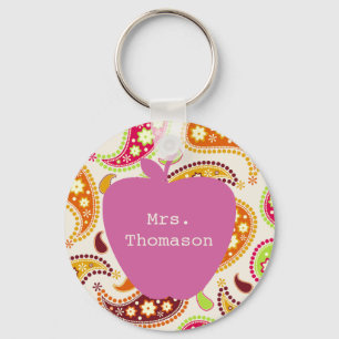 Rosa Apple Paisley Teacher Nyckelring
