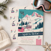 Rosa Après Bébé Retro Skid-Bebis Shower Inbjudan
