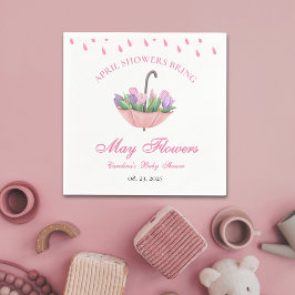 Rosa April Shower tar med sig maj Flower Baby Show Pappersservett
