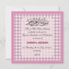 Rosa Aqiqah för Muslimflicka firande Inbjudningar