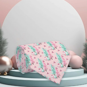 Rosa Aqua Blå Färgglad Jul Gingerbread Träd Slips