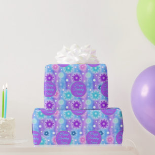 Rosa Aqua Blommigt Abstrakt Mönster Personalize Na Presentpapper