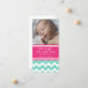 Rosa Aqua Chevron Photo Baby Birth Notice Meddelande (Front/Back In Situ)