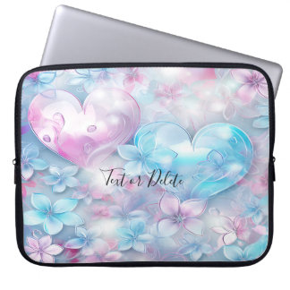 Rosa Aqua Hearts and Flowers Laptop sleeve