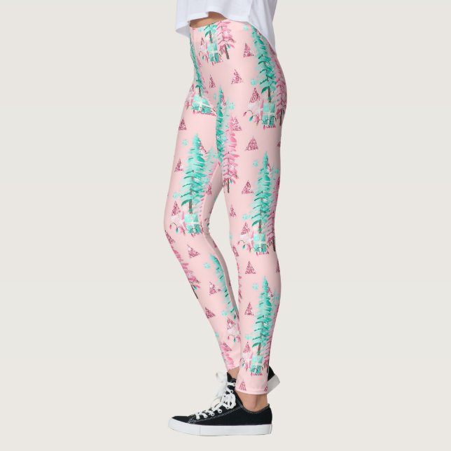 Rosa Aqua Julgran Festive Leggings (Vänster)
