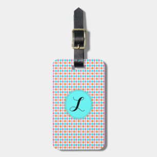 Rosa Aqua pricker med monogrambagagemärkren Bagagebricka