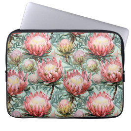 Rosa Aqua Protea Flowers Fynbos Design Laptop Fodral