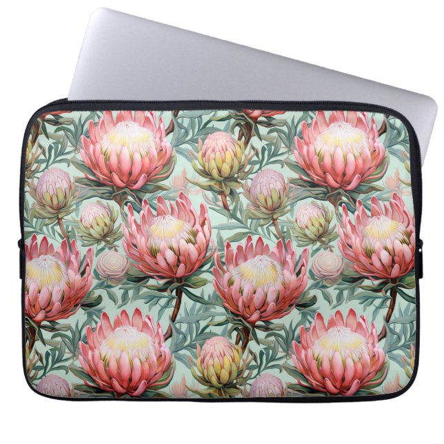 Rosa Aqua Protea Flowers Fynbos Design Laptop Fodral (Framsidan)