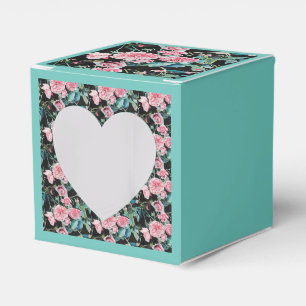 Rosa Aqua Ros Blommig Tekak Feajur Box Presentaskar
