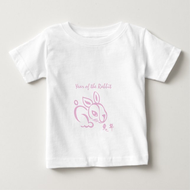 Rosa år av kaninen - kinesiskt nytt år tee shirt (Framsida)