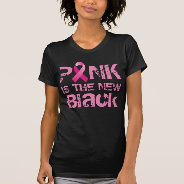 Rosa är den nya Black Ribbon Tshirt T Shirt (Framsida)