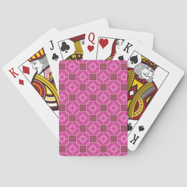Rosa arabesk stjärna blommig sömlös mönster casinokort (Baksidan)