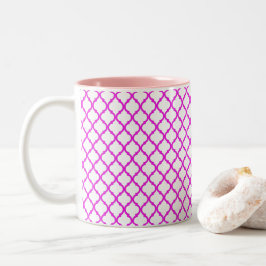 Rosa arabesque mönster Two Tone kaffe mugg