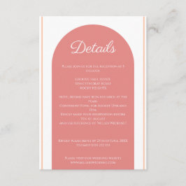 Rosa Arch Minimalist Bröllop Tilläggskort