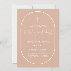  Rosa Arch Modern Joint Christing Birthday Inbjudningar