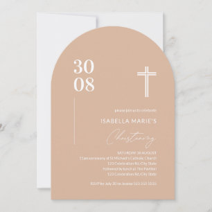 Rosa Arched Christening Inbjudan