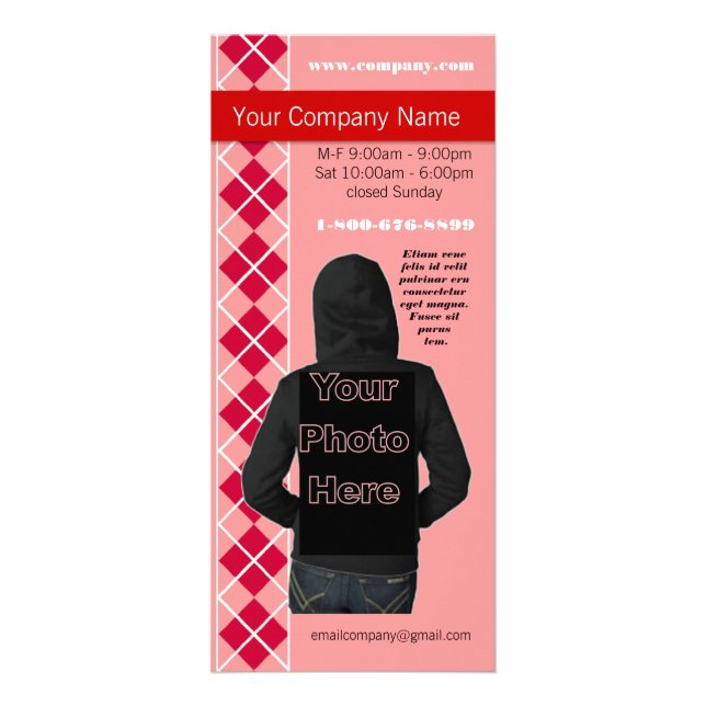 Rosa Argyle Mode Diva-rackkort Reklamkort (Framsidan)