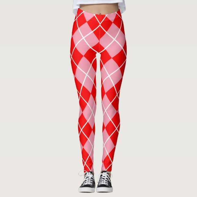 Rosa Argyle-mönster  Leggings (Framsida)