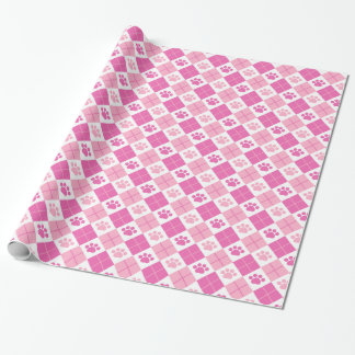 Rosa Argyle Paw Skriv ut Mönster Presentpapper