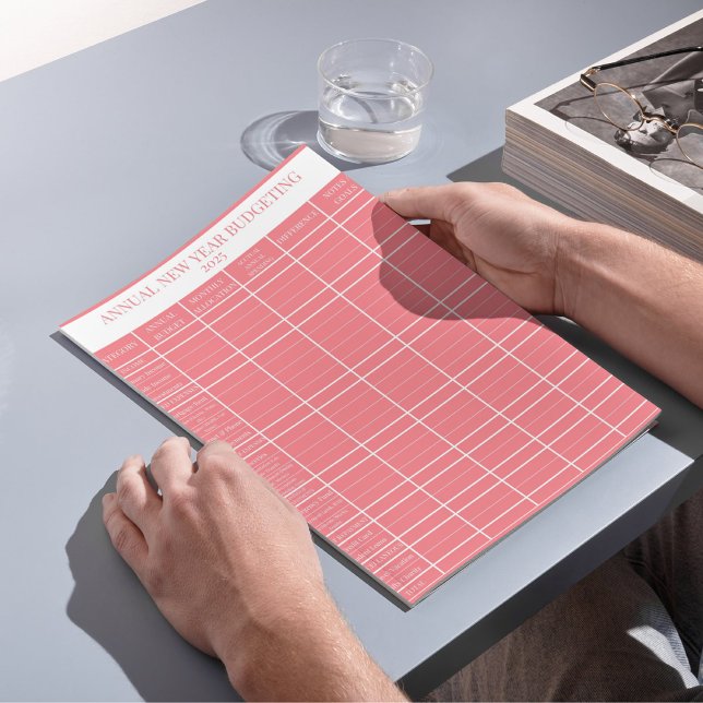 Rosa Årlig nyårsbudgetering Anteckningsblock (Skapare uppladdad)