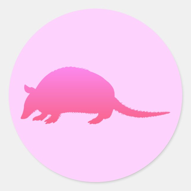 Rosa Armadillo Runt Klistermärke (Framsida)