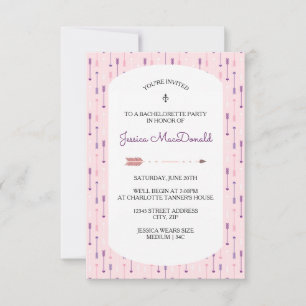 Rosa Arrows - 3X5 Bachelorette Party bjudan Inbjudningar