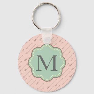 Rosa Arrows Monogram Nyckelring