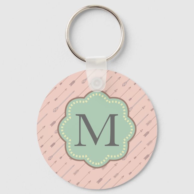 Rosa Arrows Monogram Nyckelring (Framsida)