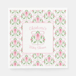 Rosa Art Deco Baby Shower Luncheon Pappersservett
