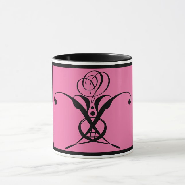 Rosa Art Deco Black Flourish Ro Mugg (Center)
