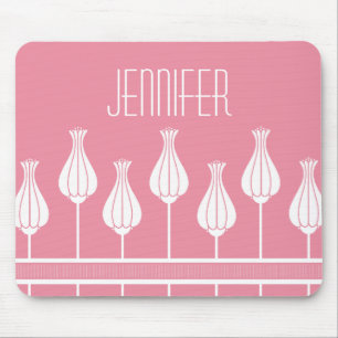 Rosa Art Deco Blommigt Mousepad Musmatta