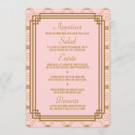 Rosa Art Deco Bröllop Menu Meny