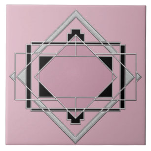 Rosa Art Deco Ceramic Tile. Kakelplatta