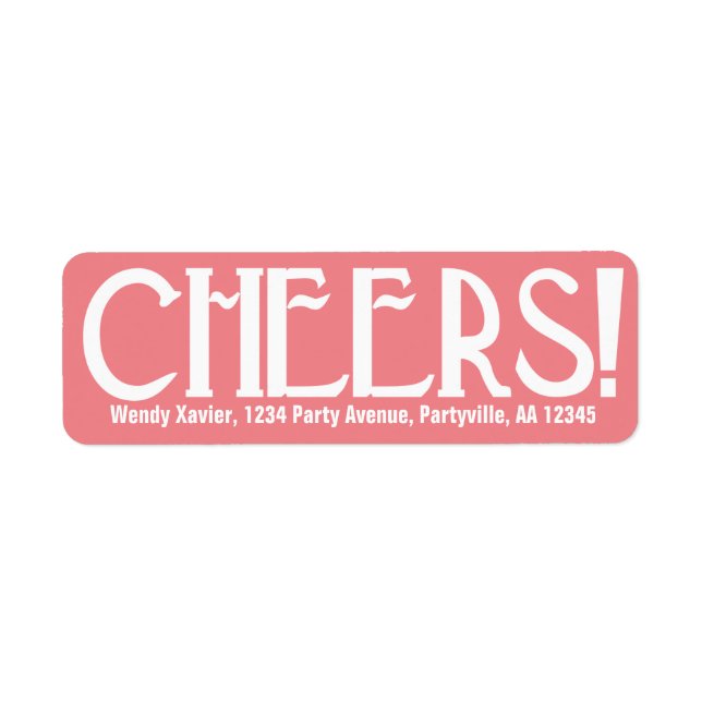 Rosa Art Deco Cheers Returadress Etikett (Framsidan)