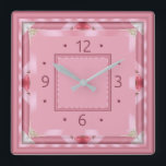 Rosa Art Deco Fyrkantig Klocka<br><div class="desc">Underbar utformning. Du kommer att kärlek det som andra. Du kan fritt använda designen för andra produkter eller lägga till text. Tack. Följ mig för mer. Ha en trevlig dag.</div>
