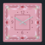 Rosa Art Deco Fyrkantig Klocka<br><div class="desc">Underbar utformning. Du kommer att kärlek det som andra. Du kan fritt använda designen för andra produkter eller lägga till text. Tack. Följ mig för mer. Ha en trevlig dag.</div>