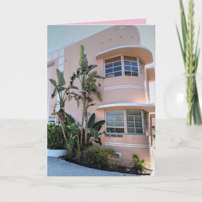 ROSA ART DECO MIAMI BEACH CLASSY BIRTHDAY CARD KORT (Framsida)