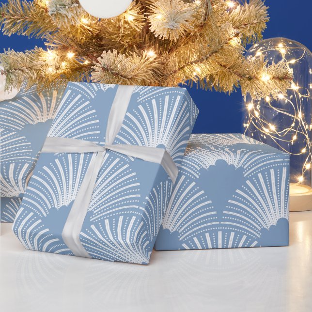 Rosa art-deco mönster på vit bakgrundsförpackning presentpapper (Helgdagar)