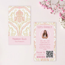 Rosa Art Nouveau Blommig QR-kod och Foto