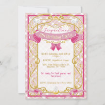 Rosa Art Nouveau furstlig födelsedagsinbjudan