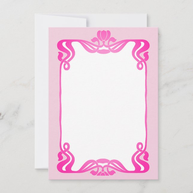 Rosa Art Nouveau-kant   Anteckningskort (Framsida)